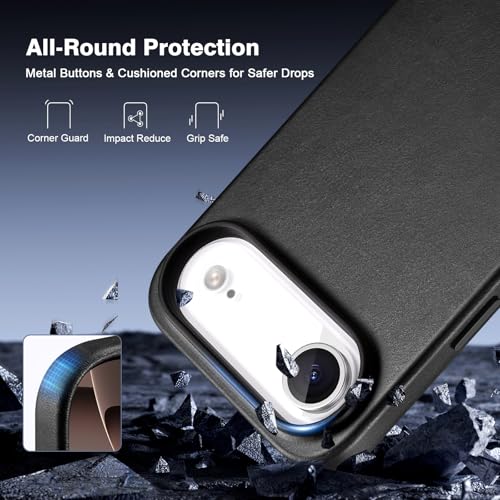 Coque iPhone Air 6,5 cuir véritable étui anti-trace noir