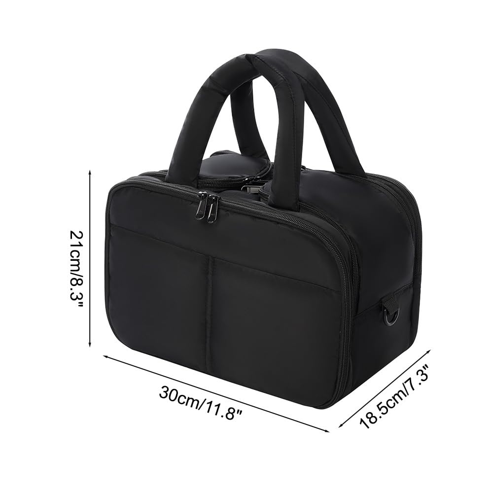 Neceser de viaje, bolsa impermeable de aseo para mujer con mango suave, porta maquillaje para baño, accesorios para artículos de tocador para viajes y camping, organizador para cosméticos, Negro