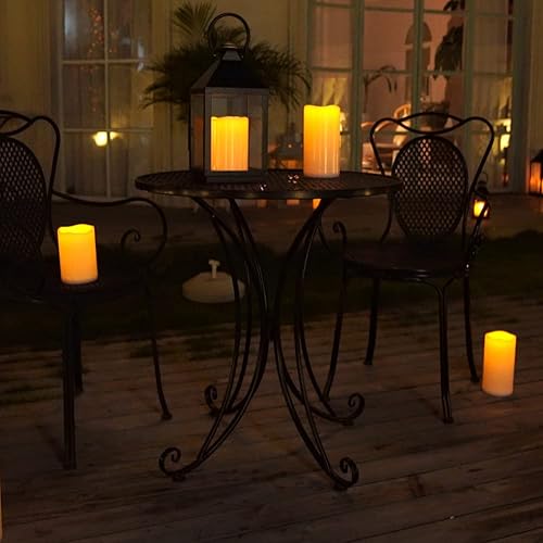 Miniatura 7 de Homemory Velas grandes sin llama de 6 x 4 pulgadas para exteriores con control remoto y temporizador, velas LED parpadeantes que funcionan con pilas