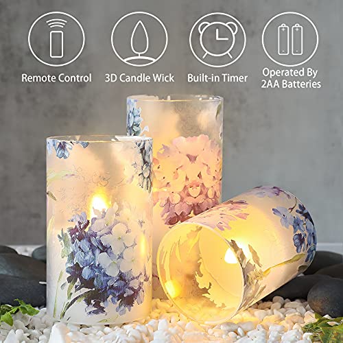 Petristrike Glass Flameless Candles, Battery Operated Led Pillar Candles With Remote & Timer, Hydrange Realistic Flickering Candles Set For Home Decor, Party, Wedding #TOP6