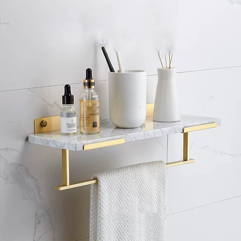 Estante de baño con toallero blanco organizador de cosméticos para el espejo