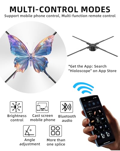 Image of 3D Hologram Fan, 20.5 inch Hologram Fan 2000*1228PX Resolution 614pcs HD LED Beads, Holographic Video Advertising Projector Support APP /WIFI /Remote /Bluetooth Audio (52CM)