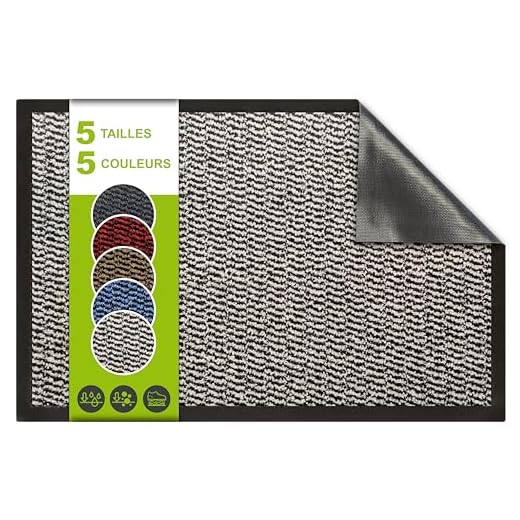 SQUATCH® | Tapis d'entrée intérieur | Paillasson Durable et antidérapant | Absorbe l'eau et Ramasse la Saleté | Facile à Nettoyer | Collection Spectrum (Gris, 40x60cm)