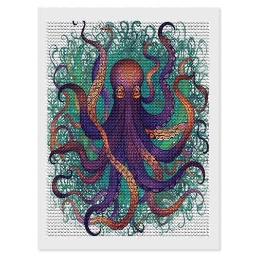 Pintura de diamantes de pulpo multicolor LZQPOEAS: kit completo de manualidades para adultos