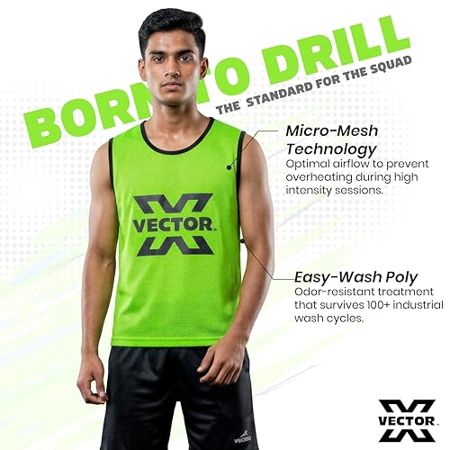 Image of Vector X 100% Polyester Mesh High sweat absorbent Training Bibs | Ideal for Foot ball Soccer Basketball Volleyball, Track and Field Play | Lightweight Scrimmage Vests Pennies