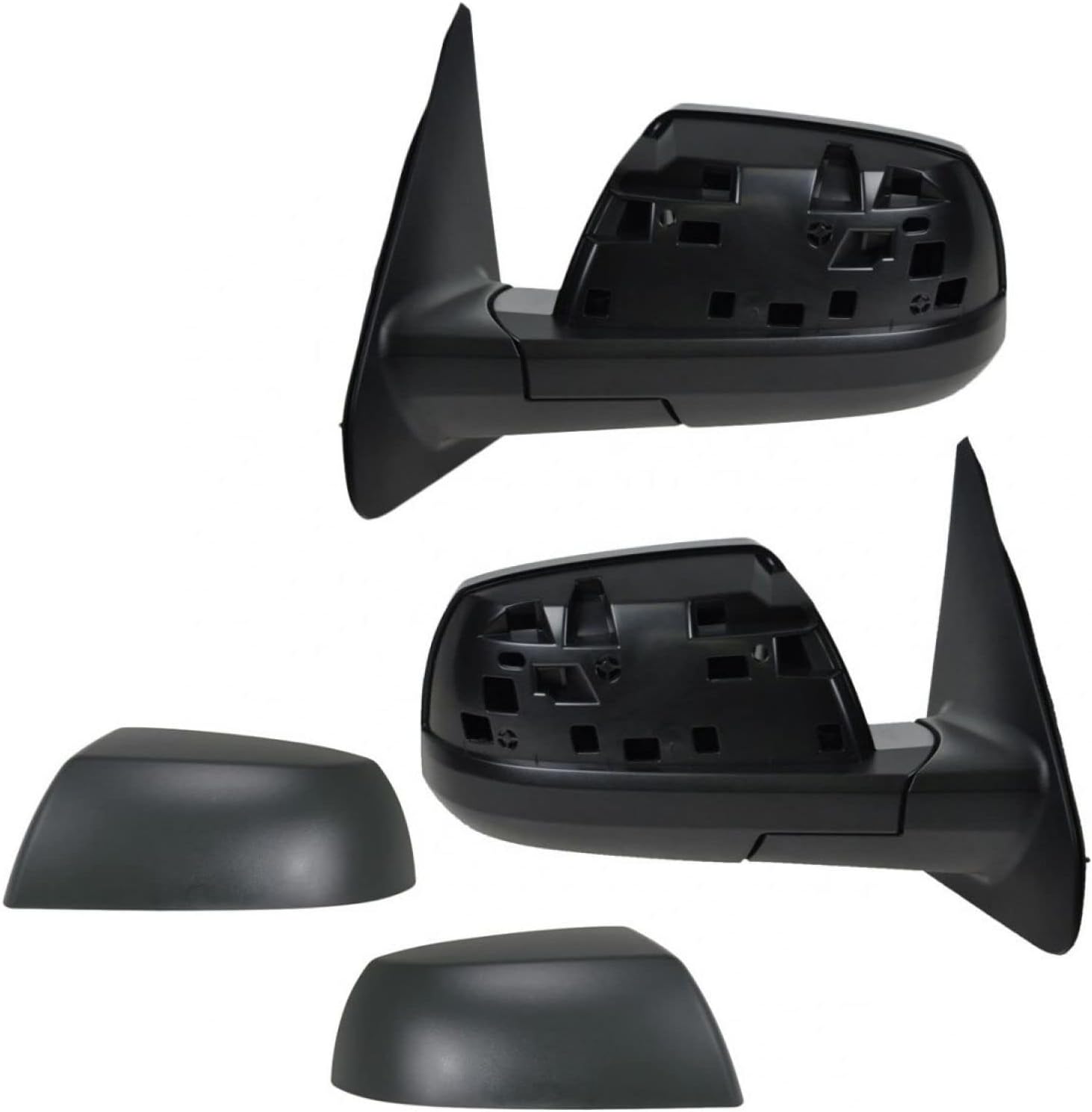 4 Piece Driver and Passenger Side Set With Mirror Caps Electric Adjustment Heated No Memory Textured Compatible with 2007-2013 Toyota Tundra Amber Turn Signal