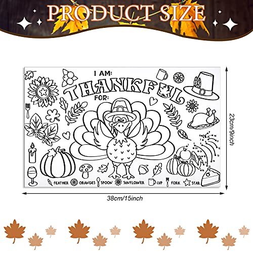 Coneedy 24 Sheets Fall Thanksgiving Table Mats Coloring Disposable Turkey Placemats Diy Paper Personalized Thanksful For Holidays School Parties Decoration #TOP1