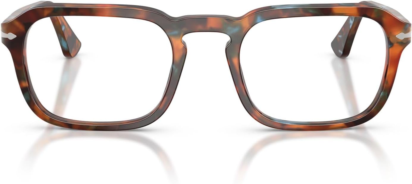 Persol PO3390V Square Prescription Eyewear Frames, Tortoise Brown and Pearl/Demo Lens, 52 mm