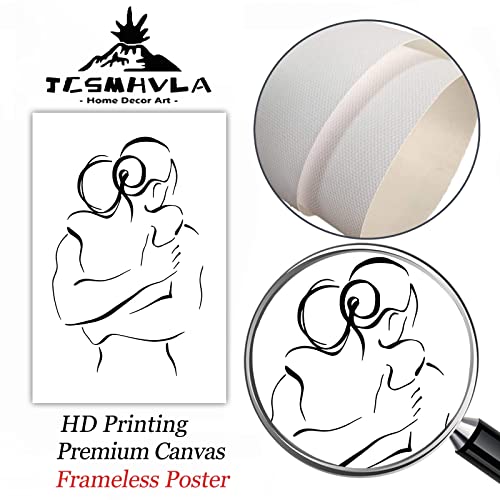 Black And White Abstract Line Art Canvas Print Couple Hugging Wall Art Couple Line Art Wall Decor Black And White Silhouette Art Couple Canvas Painting Minimalist Line Art Prints For Bedroom No Frame #TOP4