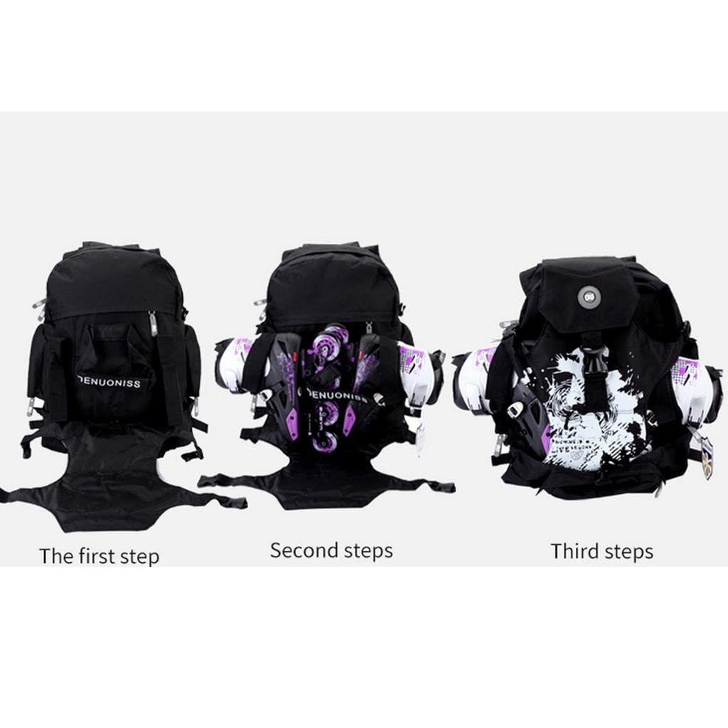 Mochila Profesional para Patines, Zapatos Y Botas con Compartimentos Y Bolsillos -, Negro B