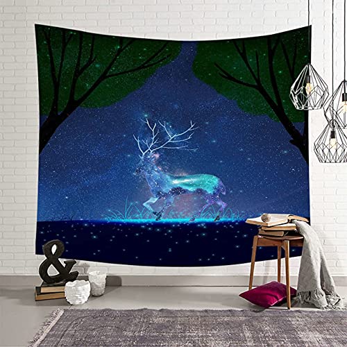 Tapiz de pared de poliéster resistente: decore su hogar con hojas de alce azul y verde 1