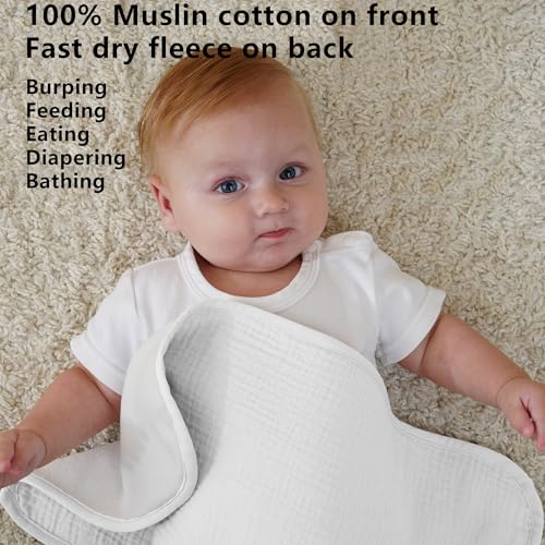 Kewlife gift Baby Muslin Burp Cloths 20x10in - Ultra Soft & Absorbent, Neutral Colors, Reusable Burp Cloths for Baby Boys & Girls – Newborn Essentials for Drooling & Burping 4Pack(Macaron) - Thumbnail 3