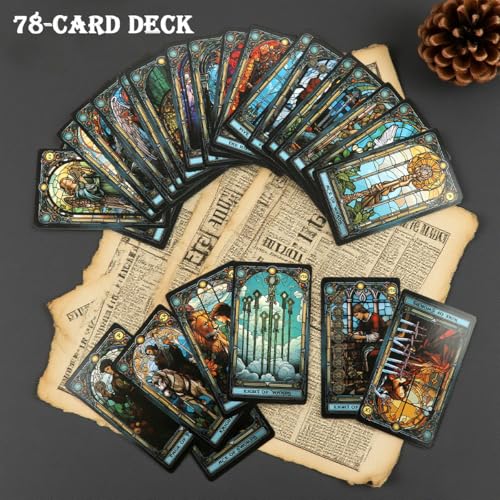 Image of PATPAT 78 Tarot Cards Telling Game Beginner's Tarot Card Deck Mystical Church-Themed Beautiful Illustration Guiding Cards for Self Discovering, Personal Reflection, Divination, Gift
