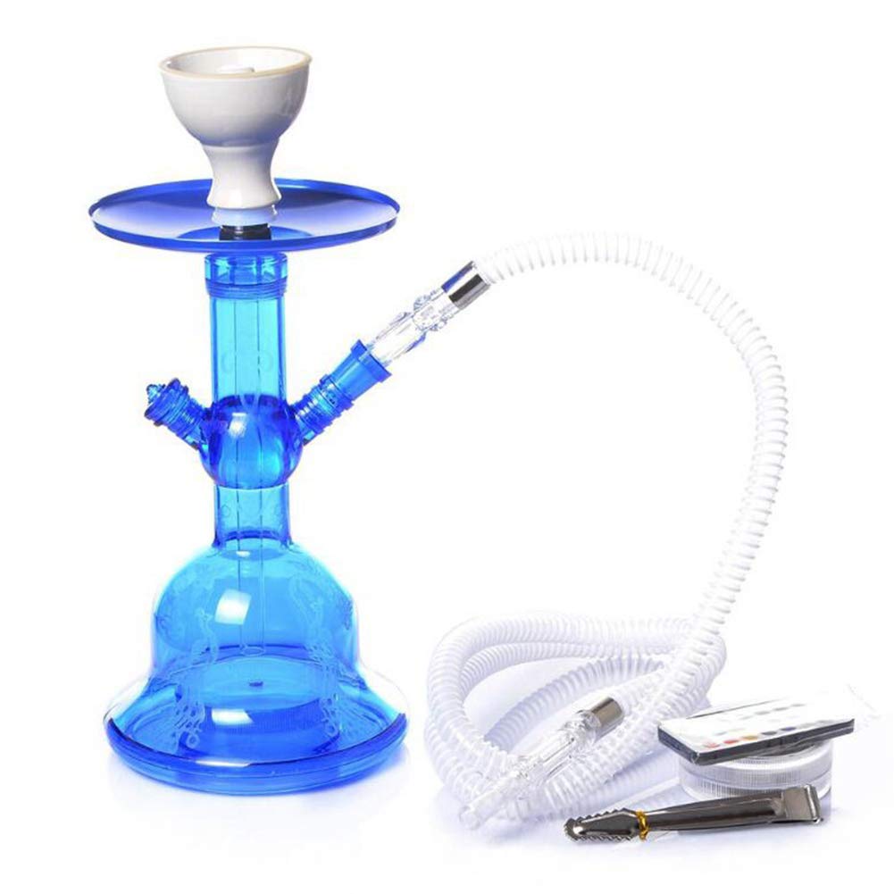 Shisha Narghilè con 1 Tubo, Shisha Classico in Acrilico con Vaso in Vetro, Pipa ad Acqua araba, Sheesha in Stile Cafe, Adatto per Feste, Bar, Discoteche, Regali,Blu