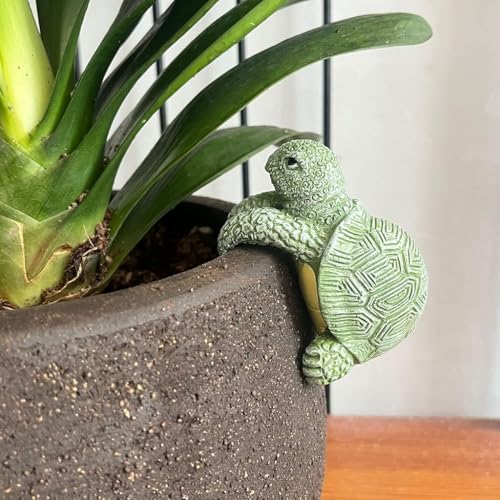 Image of HASTHIP Resin Turtle Ornament, Cute Miniatures Garden Decoration Home Decor Climbing Turtle Hanging Planter Decor for Green Pot, Flower Planter, Garden Decor
