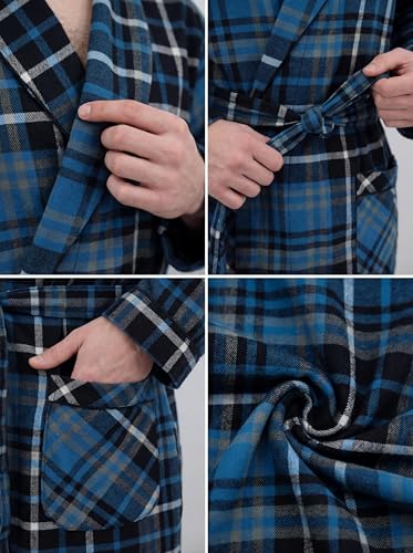 Image of Andrew Scott Mens 2 Pack Long Sleep -Sauna Robe / 100% Cotton Flannel Brush Warm Bathrobe