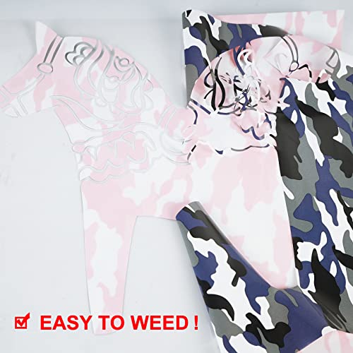 Image of FUNKAKA HTV Heat Transfer Vinyl Rolls, Camo Army Grey, 12 inch x 9ft | Iron on Vinyl for T-Shirt, Stretchy PU HTV Vinyl for All Cutter Machines Easy to Cut & Weed for DIY Art Crafts Fabric