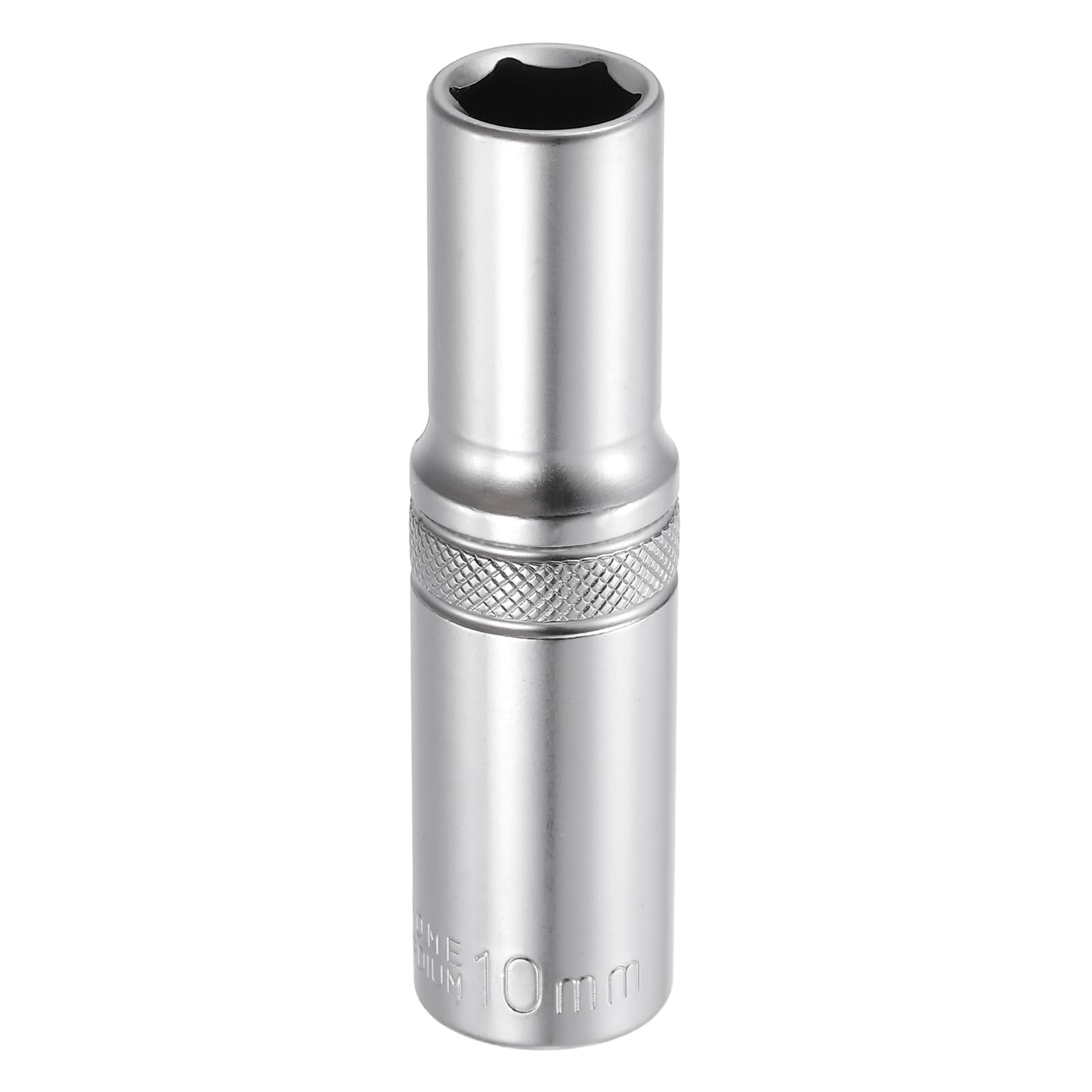 sourcing map 6 Points Deep Socket 3/8" Drive 10mm Deep Metric CR-V Steel Polished Nickel Plating Impact Sockets 64mm / 2.5" Long Flip Sleeve Tool for Home Auto Nuts Bolts Repair โ image 1
