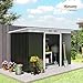 Outsunny Metall Gerätehaus 6,3m³ 280x130x172cm Geräteschuppen mit Pultdach Schiebetür wetterfest Gartenhaus Outdoor Garten Schuppen Schrank für Hinterhof Außenbereich Anthrazit, Dunkelgrau