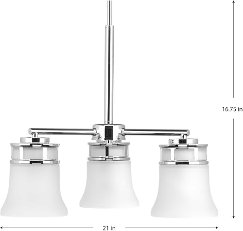 Miniatura 8 de Progress Lighting Cascadia Collection - Candelabro costero de cristal grabado con 3 luces, cromado pulido