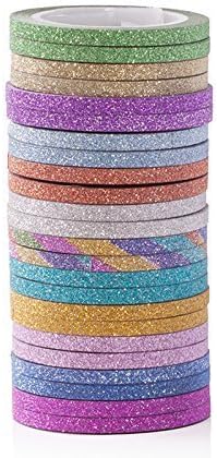12 Colors Skinny Glitter Paper Washi Tape Set of 24