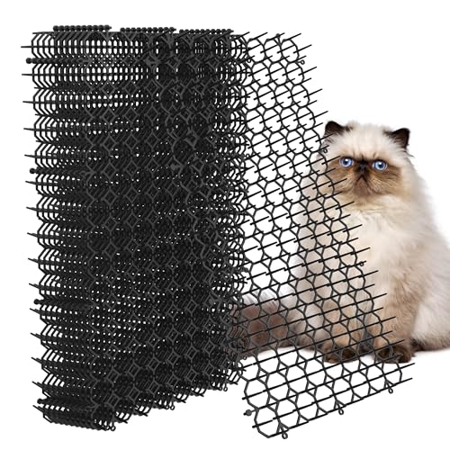 Hmyomina 16 x 8 Inch Scat Mat for Cats, 12 Pack Cat Scat Mat with Spikes - Deterrent Mat for Cats and Dogs - Cat Deterrent Outdoor & Indoor