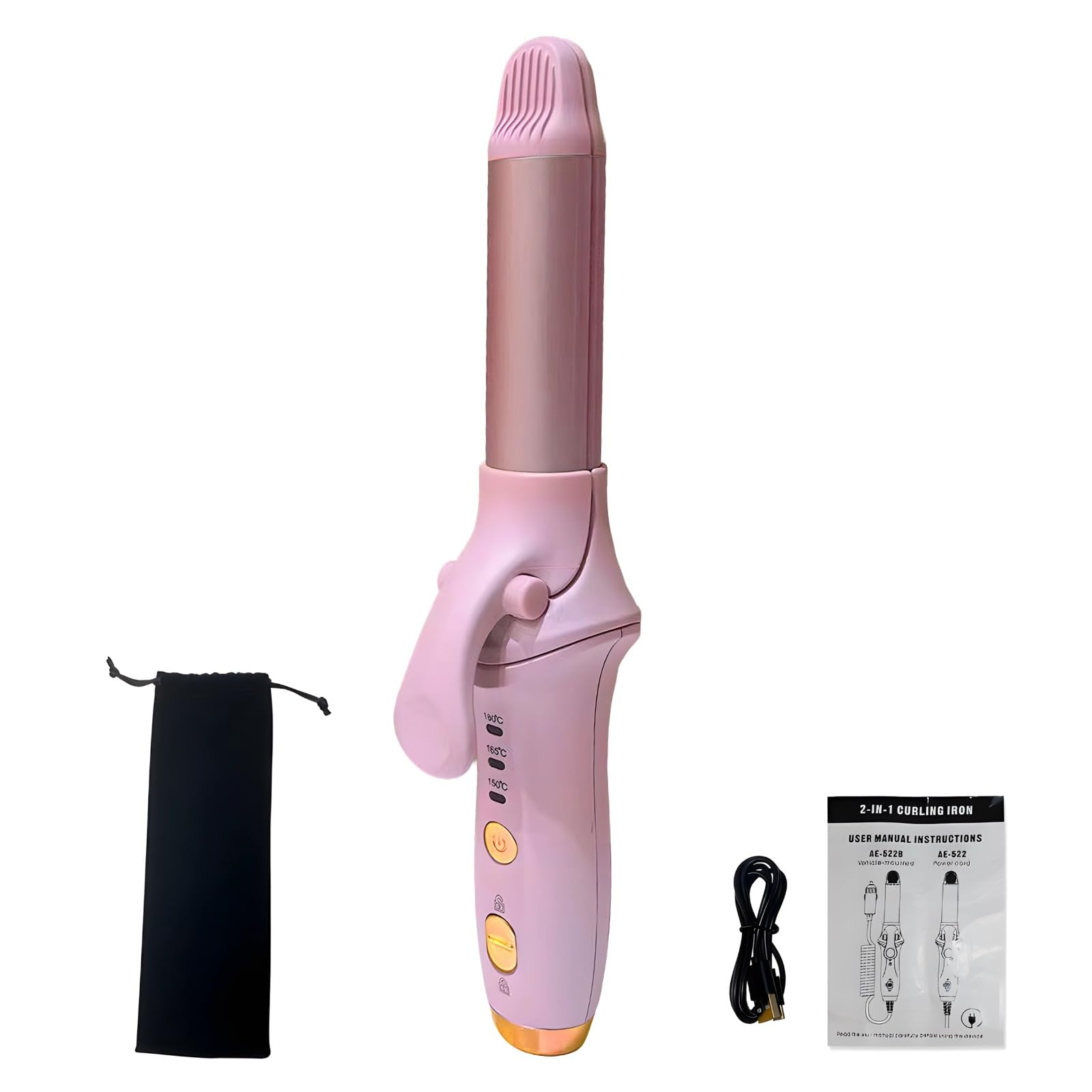 Bezprzewodowa lokówka, ładowana przez USB lokówka do włosów z 3 ustawieniami temperatury, mini przenośna lokówka do włosów, szybkie nagrzewanie 30 s, stylizacja 36 H, różowa