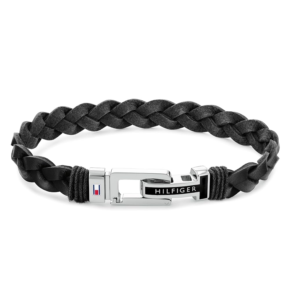 Tommy Hilfiger Jewelry Pulsera para Hombre de Piel Negro - 2790307