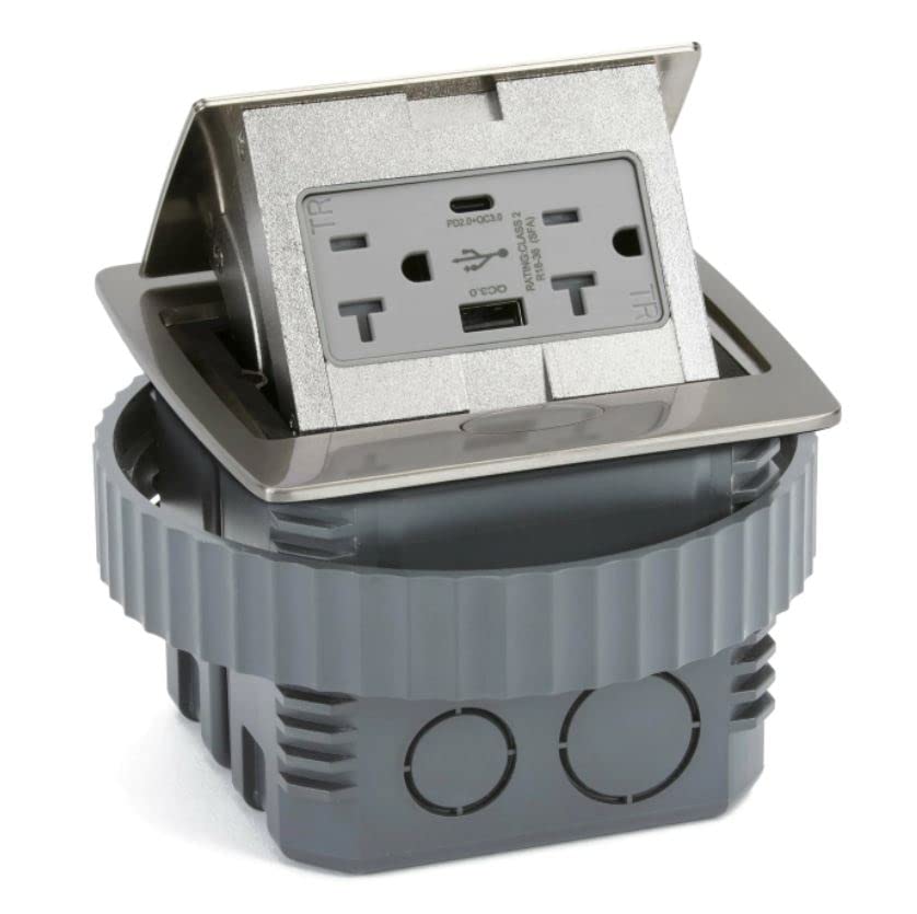 Kitchen Countertop Pop Up 20A Charging USB Outlet (Stainless Steel)