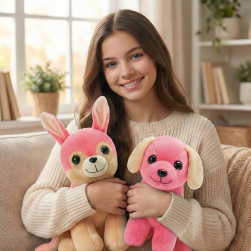 Image of Tabitha Stuffed Toys-Ultra Soft Plush Toy for Kids | Birthday Gifts for Kids and Girls | (Combo of 2 Toys 25 Cm Pink Cat & 25 Cm Pink Dog)