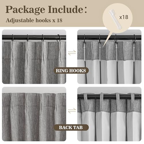 Image of MYSKY HOME Dark Grey Blackout Curtains 84 inches Long Pinch Pleated Curtains for Living Room Bedroom 100% Room Darkening Black Out Window Drapes with Hooks Back Tab, 40 inch Wide per Panel, 2 Pieces