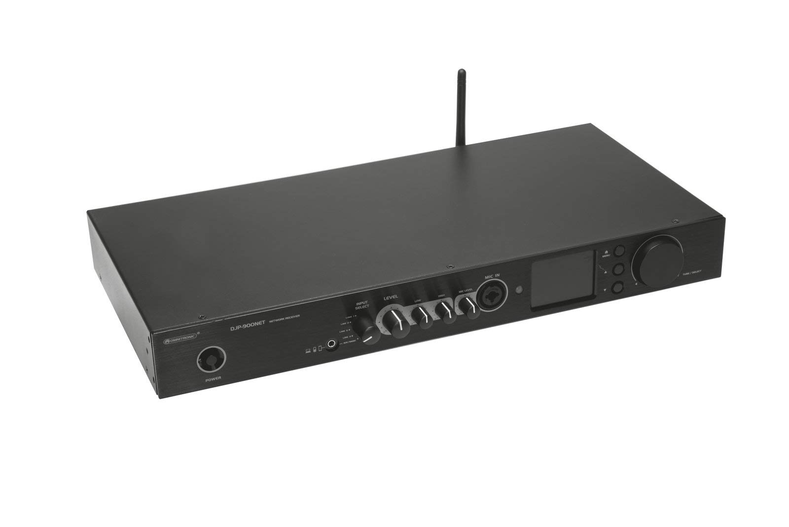 OMNITRONIC DJP-900NET Class-D Verstärker mit Internetradio | Kompakter Stereo-Receiver mit Internetradio, DAB+, Bluetooth, 2 x 460 W / 4 Ohm