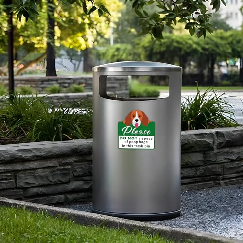 Image of Please Do Not Dispose Poop Bags in Trash Bin Sign, Self-Adhesive Weatherproof Do not Throw Dog Poop Bag in This Trash Can Sticker, Trash Can Lable for Home, House, Yard, Restaurant（7.9 inch x 7.9 inch）
