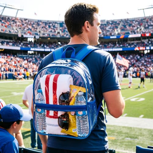 Image of Fomaris Clear Backpack Stadium Approved 12x6x12, Clear Bag with Reinforced Straps for Stadium Events, Sports, Festivals, Concerts - Blue