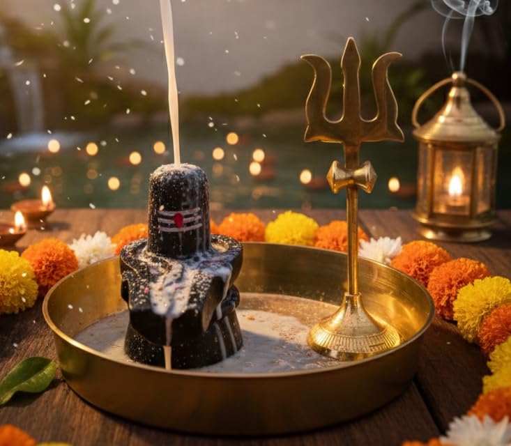 Srimaa Ventures Mahadev Shiva Lingam Puja Combo | Black Marble