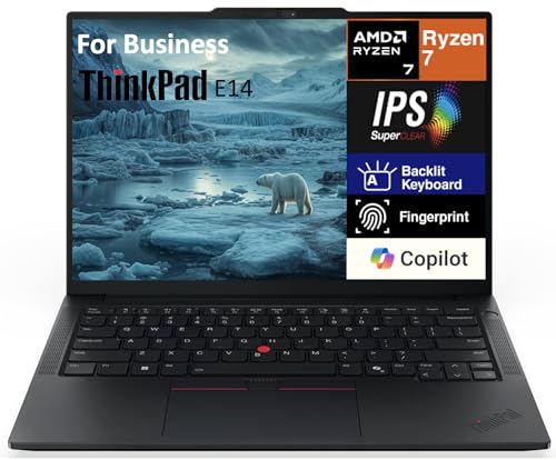 Image of Lenovo ThinkPad E14 Business Laptop 14.0 inch WUXGA (AMD Ryzen 7 250, 16GB DDR5, 1TB PCIe SSD, AMD Radeon 780M, Win 11 Pro) w /DKZ USB Port Expander