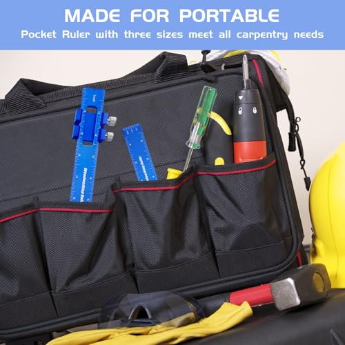 Metal Slide Rule Set - T-Type Ruler with Inch/Metric Scales (7",9",13") - Woodworking Measuring Tools, Pocket Scribing Ruler, Machinist Square for Marking & Layout (Klein Blue) - Image 8