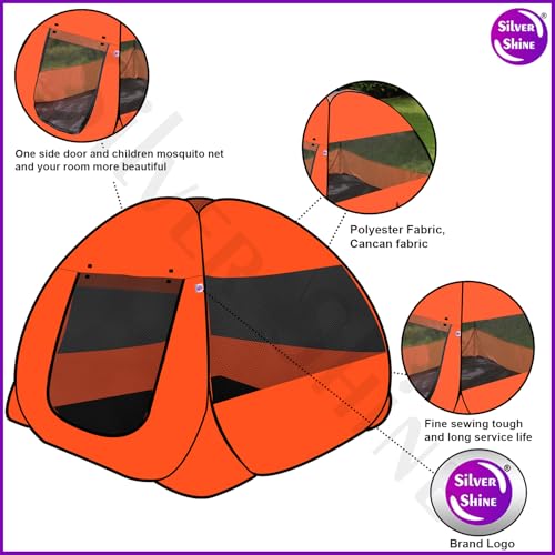 Image of SILVER SHINE Foldable Delightful Patterns Popup Kids Play Tent House for Multi Purpose|PlayTent House for up to 10 YearOld Kids Girls&Boys|Mosquito Net Design Tent