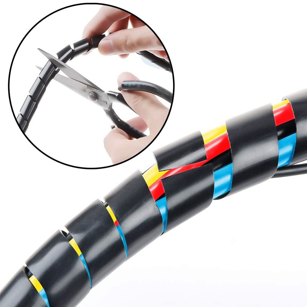1 guaina avvolgicavo a spirale - Guaina organizer for cavi elettrici, nera, diametro esterno 3 mm-30 mm, opzioni di lunghezza 2 m-50 m(4mmx50m)
