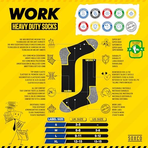 WORK Socks for Men Crew Length Black Socks 10 Pairs3