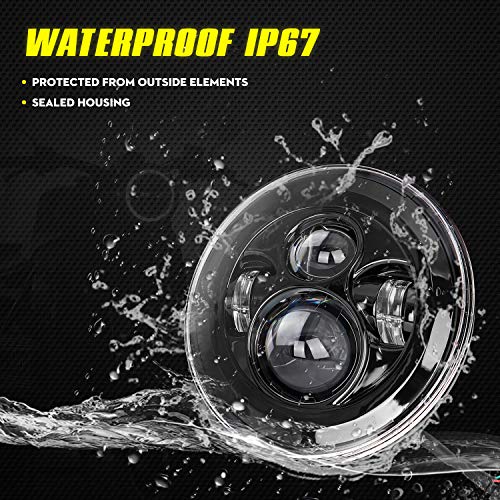 Motorcycle 7" LED Headlight Fog Passing Lights DOT Kit Set for Road King, Road Glide, Street Glide and Electra Glide Ultra Classic Ultra Limited Tri Cvo Heritage Softail Slim Deluxe Fatboy, Black - Thumbnail 3