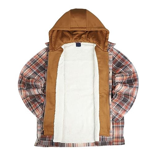 Image of Gary Com Heavy Thick Flannel Plaid Jacket Sherpa Fleece Lined Hoodies for Men Zip Up Winter Warm Coat Zipper Sweatshirt