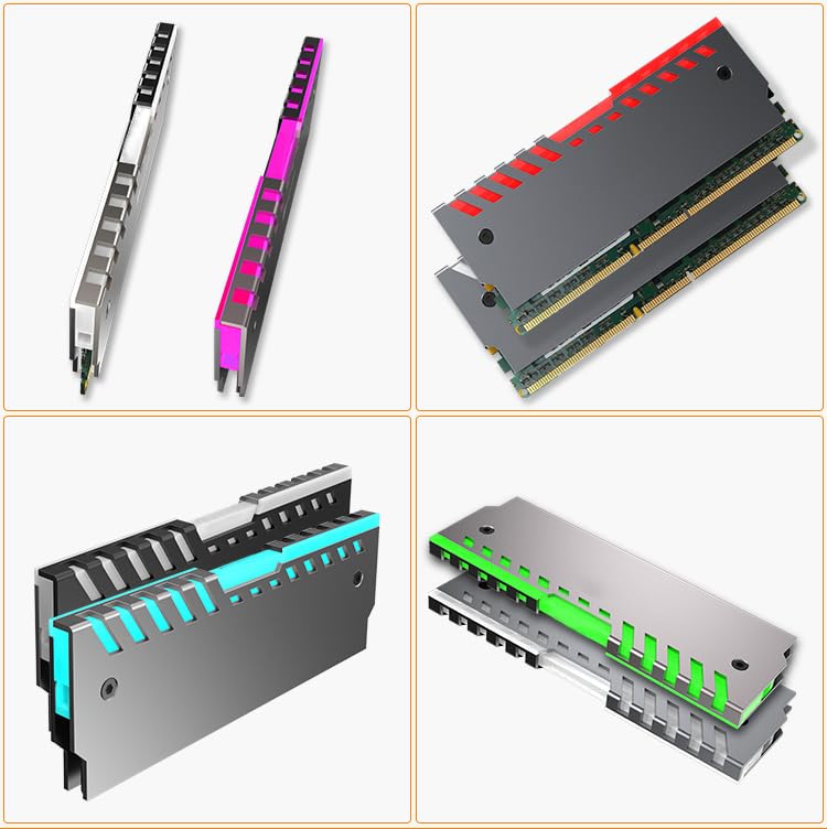 2Pcs RGB RAM Heatsink DDR DDR3 DDR4 Memory Radiator Vest Cooling Heat Spreader Cooler for Desktop PC Computer Gaming Overclocking