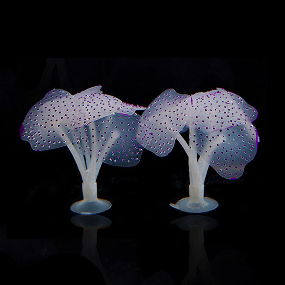 Silicone artificial coral plant decoration aquarium glowing landscape purple