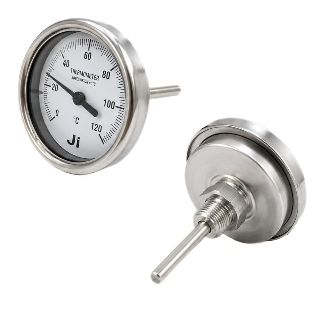"Ji" Japsin Instrumentation Temperature Gauge, Bimetal Dial Thermometer, 2 1/2" Dial, Range 0 to 120°C, 75 mm Stem, Direct Mounting Back Entry, 1/2" BSP (M) Connection, SS Case & SS Wetted Parts-image-15