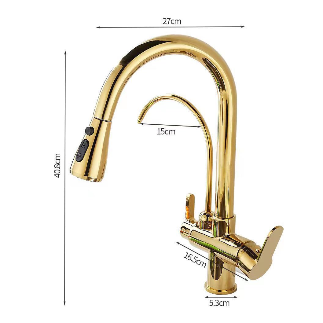 Grifo Cocina con Osmosis Integrado Agua Fría y Caliente Grifo Cocina ExtraíBle con 2 Modos Rotación de 360° 2 Modos Tres en Uno Negro