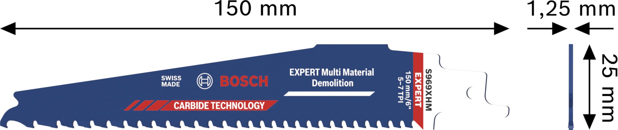 Bosch 10x Lama EXPERT Multi Material Demolition S969XHM (per Legno con metallo, Legno da costruzione con malta e chiodi, Lunghezza 150 mm, Professional Accessorio Sega universale)