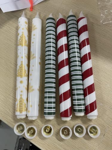 Image of Honoson 6 Pcs Christmas Flameless Taper Candles with Remote Timer