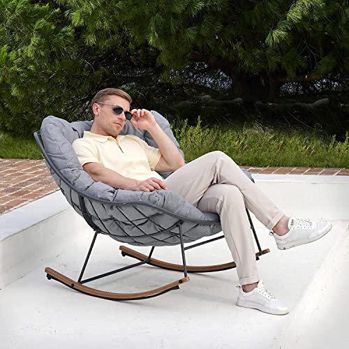 Grand Patio Indoor & Outdoor, Royal Rocking Chair, Padded Cushion Rocker Recliner Chair Outdoor For Front Porch, Garden, Patio, Backyard, Grey #TOP7