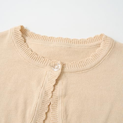 Image of Miipat Toddler Girls Cardigan Long Sleeve Bolero Shrug Kids Knit Sweater Cover Up Button Closure Cropped Tops
